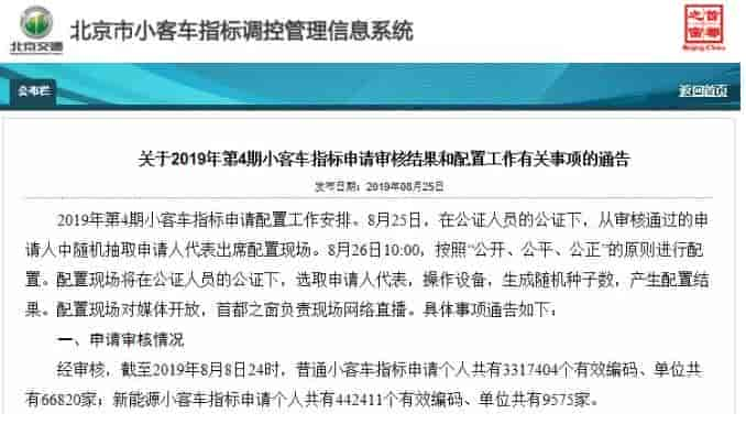 北京小客車指標辦公布了本期小客車指標申請審核結果和配置數(shù)據(jù)